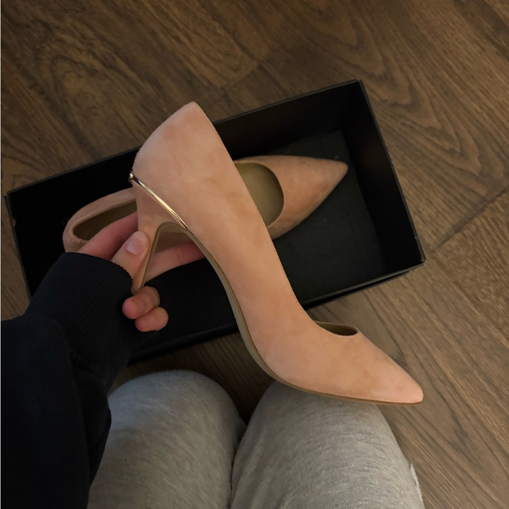 COACH Peach Velvet Heels